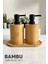 2li Bambu Sabunluk Seti Hands Dishes Mutfak Banyo Sıvı Sabunluk 500ML Doğal Bambu Stantlı Retro Set 1