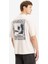Graphic Loose Erkek Pudra T Shirt 001TR-0000 2