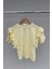 %100 Cotton Fırfırlı Kol Detaylı Kız Çocuk Tişört 1
