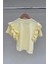 %100 Cotton Fırfırlı Kol Detaylı Kız Çocuk Tişört 2
