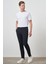 Erkek Lacivert Polyester Lastikli Trend Slim Fit Pantolon 2