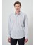 Erkek A-Beyaz Trend Çizgili Slim Fit Italyan Yaka Gömlek 1