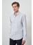 Erkek A-Beyaz Trend Çizgili Slim Fit Italyan Yaka Gömlek 4