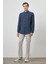 Erkek Lacivert Pamuk Trend Slim Fit Düğmeli Yaka Gömlek 2
