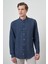 Erkek Lacivert Pamuk Trend Slim Fit Düğmeli Yaka Gömlek 3