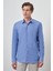 Erkek Mavi Pamuk Trend Slim Fit Sert Yaka Gömlek 1