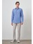 Erkek Mavi Pamuk Trend Slim Fit Sert Yaka Gömlek 2