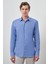 Erkek Mavi Pamuk Trend Slim Fit Sert Yaka Gömlek 3