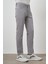 Erkek Gri Pamuk 5 Cep Slim Fit Jean Kot Pantolon 4