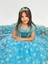 Kız Çocuk Kostüm Mavi Elsa Frozen Düşük Omuz Detaylı Kasnaklı Kabarık Elsa Kostüm 3-8 Yaş 1