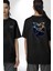 Ikizler Buçu Özel Tasarım Siyah Oversize Kadın Erkek Ön ve Sırt Baskılı Tişört 1