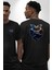 Ikizler Buçu Özel Tasarım Siyah Oversize Kadın Erkek Ön ve Sırt Baskılı Tişört 4