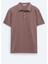 Kahverengi Polo Yaka Pamuk Karışımlı T-Shirt 1