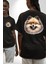 Efsane Pomeranian Küçük Irk Köpek Tasarımı Siyah Oversize Kadın Erkek Ön ve Sırt Baskılı Tişört 1