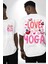 Yoga Seviyorum Yoga Tutkunları Beyaz Oversize Kadın Erkek Ön ve Sırt Baskılı Tişört 1