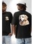 Sevimli Golden Retriever Köpek Dostu Siyah Oversize Kadın Erkek Ön ve Sırt Baskılı Tişört 1