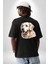 Sevimli Golden Retriever Köpek Dostu Siyah Oversize Kadın Erkek Ön ve Sırt Baskılı Tişört 2