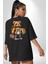 Modern Stil Sırt Çantalı Ayıcık Taco Teddy Siyah Oversize Kadın Erkek Ön ve Sırt Baskılı Tişört 2