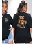 Modern Stil Sırt Çantalı Ayıcık Taco Teddy Siyah Oversize Kadın Erkek Ön ve Sırt Baskılı Tişört 4