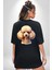 Zeki Popüler Poodle Köpek Dostu Siyah Oversize Kadın Erkek Ön ve Sırt Baskılı Tişört 2