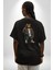 Urban Stil Hip Hop Ayıcık Rapçi Teddy Siyah Oversize Kadın Erkek Ön ve Sırt Baskılı Tişört 5