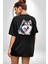 Alaskan Malamute Köpek Tasarımı Siyah Oversize Kadın Erkek Ön ve Sırt Baskılı Tişört 5