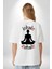 Meditasyon ve Yoga Yazılı Minimalist Beyaz Oversize Kadın Erkek Ön ve Sırt Baskılı Tişört 2