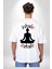 Meditasyon ve Yoga Yazılı Minimalist Beyaz Oversize Kadın Erkek Ön ve Sırt Baskılı Tişört 5