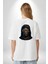 Karanlık Halloween Gotik Beyaz Hooded Kafatası Beyaz Oversize Kadın Erkek Ön ve Sırt Baskılı Tişört 5