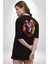 Pop Art Aslan Cesaret Temalı Siyah Oversize Kadın Erkek Ön ve Sırt Baskılı Tişört 2