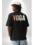 Yoga Eğitmeni Siyah Oversize Kadın Erkek Ön ve Sırt Baskılı Tişört 5