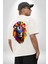 Pop Art Aslan Cesaret Temalı Beyaz Oversize Kadın Erkek Ön ve Sırt Baskılı Tişört 2