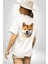 Shiba Inu Sevimli Sevgi Köpek Tasarımı Beyaz Oversize Kadın Erkek Ön ve Sırt Baskılı Tişört 2