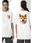 Shiba Inu Sevimli Sevgi Köpek Tasarımı Beyaz Oversize Kadın Erkek Ön ve Sırt Baskılı Tişört 4