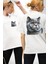 Exotic Shorthair Kedi Beyaz Oversize Kadın Erkek Ön ve Sırt Baskılı Tişört 1