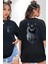 Gotik Ruhlu Doğa ve Kedi Siyah Oversize Kadın Erkek Ön ve Sırt Baskılı Tişört 4