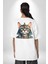Egyptian Mau'nun Kraliyet Tacı Kedi Beyaz Oversize Kadın Erkek Ön ve Sırt Baskılı Tişört 2