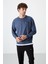 Petrol - Siyah Casual O Yaka Lastik Paça Erkek Oversize Eşofman Takımı - 85120 3
