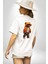 Hip Hop Turuncu Kapüşonlu Urban Stil Ayıcık Beyaz Oversize Kadın Erkek Ön ve Sırt Baskılı Tişört 5