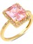 14 Ayar Altın Tektaş Pembe Topaz Yüzük, Zarif Doğum Taşı Hediyesi 1