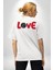 Love Voleybol Aşkı Beyaz Oversize Kadın Erkek Ön ve Sırt Baskılı Tişört 2