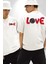 Love Voleybol Aşkı Beyaz Oversize Kadın Erkek Ön ve Sırt Baskılı Tişört 4