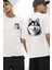 Güçlü Siberian Husky Köpek Büyük Irk Beyaz Oversize Kadın Erkek Ön ve Sırt Baskılı Tişört 4