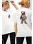 Color Splash Urban Vibes Teddy Beyaz Oversize Kadın Erkek Ön ve Sırt Baskılı Tişört 4