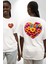 Renkli Aşk Çiçekleri Gerbera Papatya Beyaz Oversize Kadın Erkek Ön ve Sırt Baskılı Tişört 1