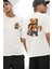 Modern Stil Sırt Çantalı Ayıcık Taco Teddy Beyaz Oversize Kadın Erkek Ön ve Sırt Baskılı Tişört 1