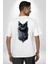 Gotik Ruhlu Doğa ve Kedi Beyaz Oversize Kadın Erkek Ön ve Sırt Baskılı Tişört 2