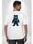 Neon Gece Parıltılı Cyberpunk Teddy Ayı Beyaz Oversize Kadın Erkek Ön ve Sırt Baskılı Tişört 5