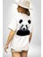 Beyaz Beyaz Panda Beyaz Oversize Kadın Erkek Ön ve Sırt Baskılı Tişört 5