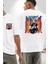 Gökkuşağı Parti Gözlüklü Tavşanı Beyaz Oversize Kadın Erkek Ön ve Sırt Baskılı Tişört 4